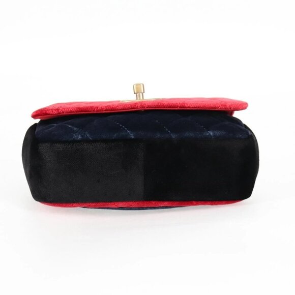 CHANEL Matelasse Camellia Chain Shoulder Bag Velor Red CC Auth KD378SM - Picture 8 of 16